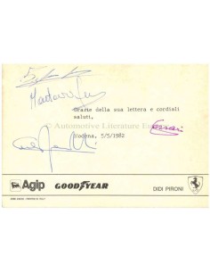 1982 FERRARI 126C2 DIDI PIRONI - SIGNIERTE POSTKARTE 2
