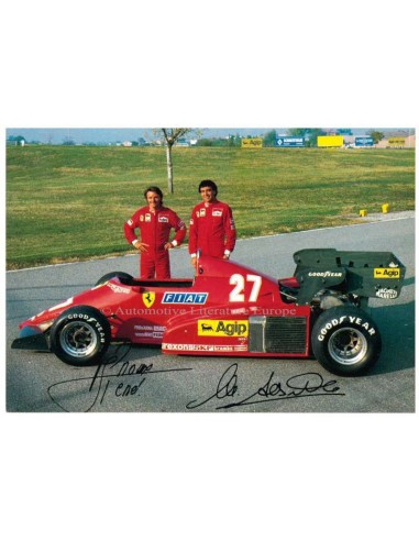 1984 FERRARI 126C4 RENÉ ARNOUX & MICHELE ALBORETO - SIGNED POSTCARD