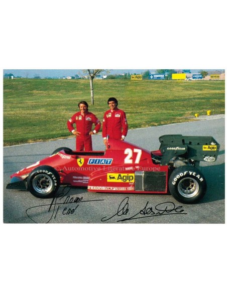 1984 FERRARI 126C4 RENÉ ARNOUX & MICHELE ALBORETO - GESIGNEERDE ANSICHTKAART