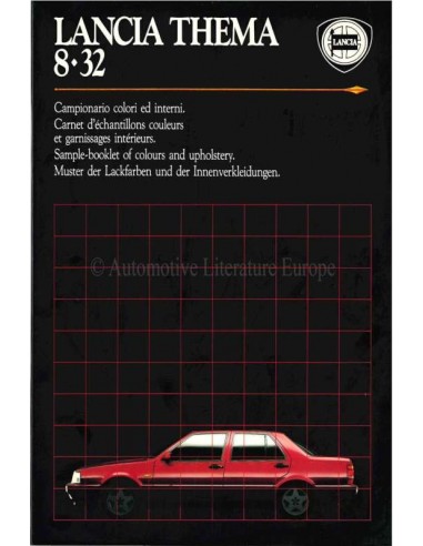 1988 LANCIA THEMA 8.32 KLEUREN & INTERIEUR BROCHURE