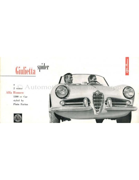 1957 ALFA ROMEO GIULIETTA SPIDER BROCHURE ENGLISH