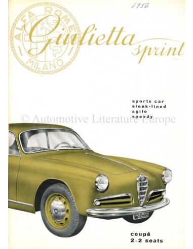 1955 ALFA ROMEO GIULIETTA SPRINT BROCHURE ENGELS