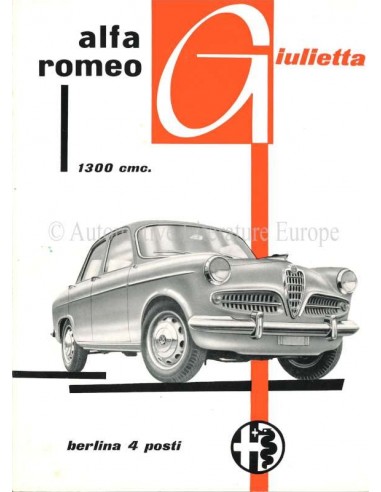 1955 ALFA ROMEO GIULIETTA BERLINA BROCHURE ITALIAANS