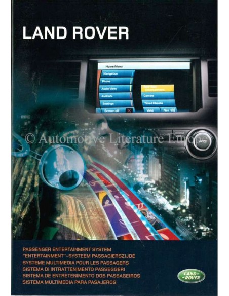 2009 LAND ROVER ENTERTAINMENT-SYSTEEM PASSAGIERSZIJDE INSTRUCTIEBOEKJE NEDERLANDS