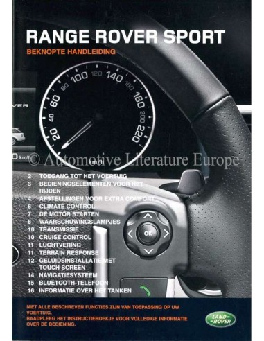 2009 RANGE ROVER SPORT KURTZANLEITUNG NIEDERLÄNDISCH