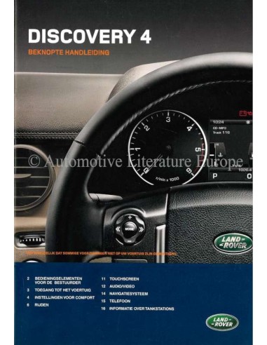 2012 LAND ROVER DISCOVERY 4 QUICK GUIDE DUTCH