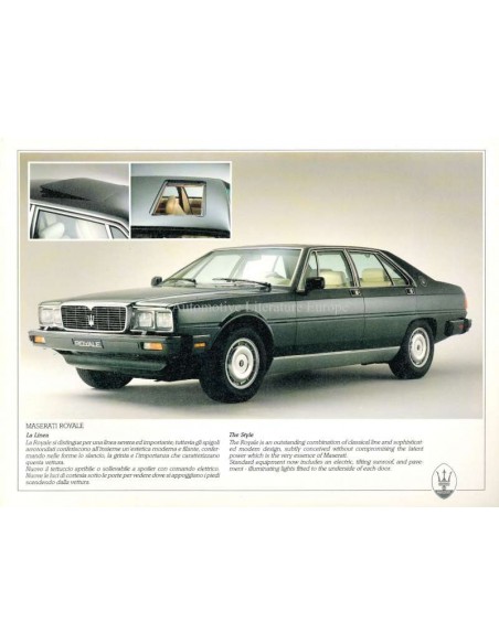 1986 MASERATI ROYALE PORTFOLIO BROCHURE ITALIAN / ENGLISH