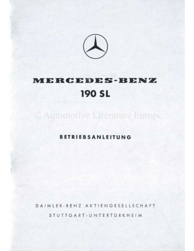1960 MERCEDES BENZ 190 SL BETRIEBSANLEITUNG DEUTSCH