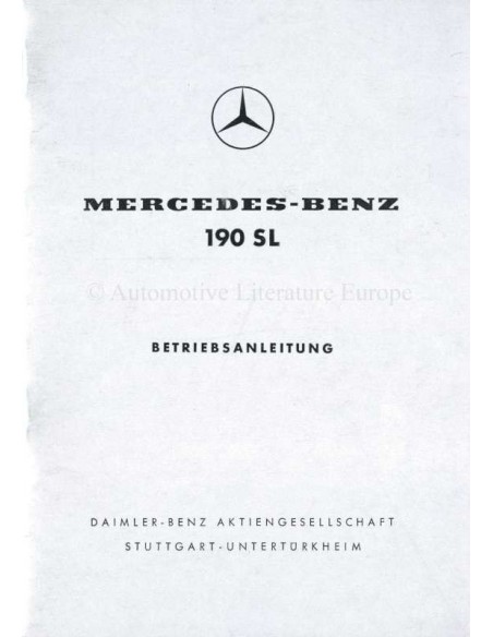 1960 MERCEDES BENZ 190 SL INSTRUCTIEBOEKJE DUITS