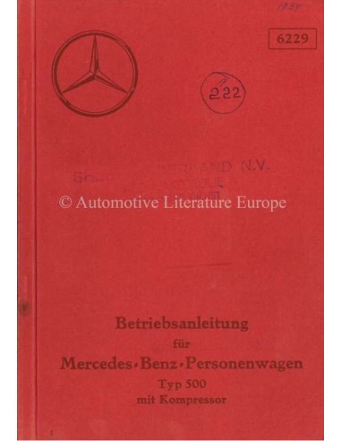 1934 MERCEDES BENZ TYPE 500 KOMPRESSOR OWNERS MANUAL GERMAN