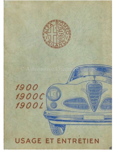 1952 ALFA ROMEO 1900 INSTRUCTIEBOEKJE FRANS