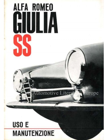 1963 ALFA ROMEO GIULIA SS OWNERS MANUAL ITALIAN