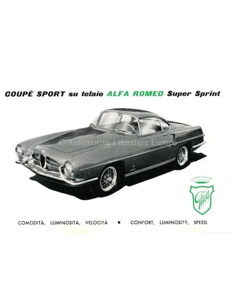 1954 ALFA ROMEO 1900 SS (GHIA) BROCHURE ITALIAANS / ENGELS