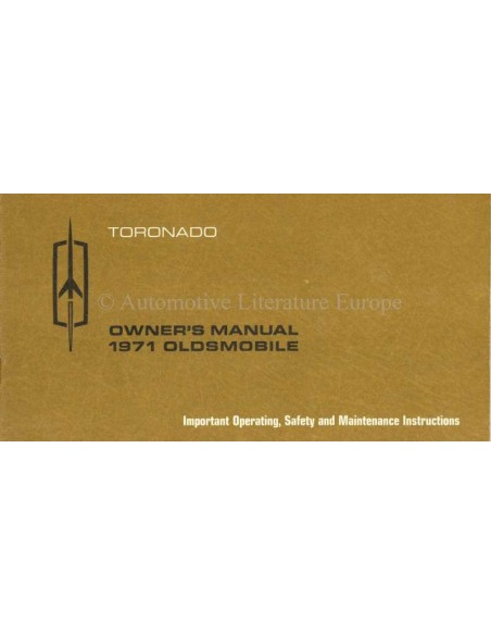 1971 OLDSMOBILE TORONADO OWNERS MANUAL HANDBOOK ENGLISH