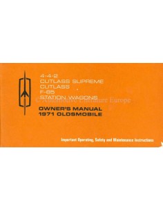 1971 OLDSMOBILE INSTRUCTIEBOEKJE ENGELS