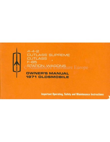 1971 OLDSMOBILE BETRIEBSANLEITUNG ENGLISCH