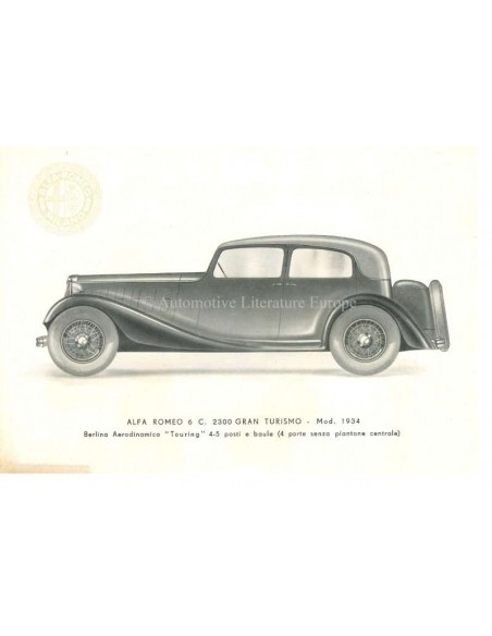 1934 ALFA ROMEO 6C 2300 TOURISME & GRAND TOURISME BROCHURE FRANS