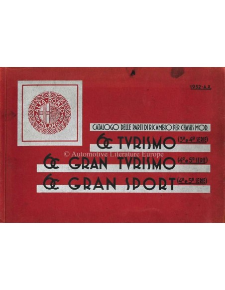 1932 ALFA ROMEO 6C 1750 GRAN / TURISMO & GRAN SPORT SPARE PARTS MANUAL ITALIAN