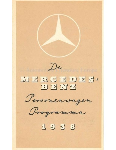 1938 MERCEDES BENZ PERSONENWAGEN PROGRAMMA BROCHURE NEDERLANDS