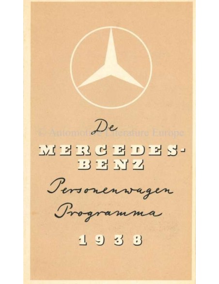 1938 MERCEDES BENZ PERSONENWAGEN PROGRAMMA PROSPEKT NIEDERLÄNDISCH