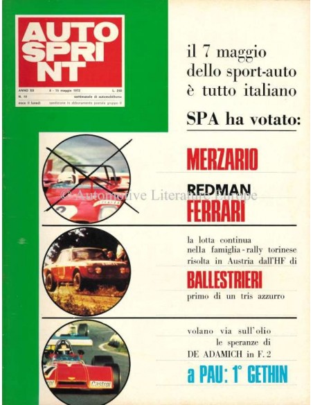 1972 AUTOSPRINT MAGAZINE 19 ITALIAN