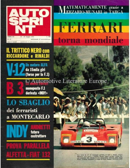 1972 AUTOSPRINT MAGAZIN 21 ITALIENISCH