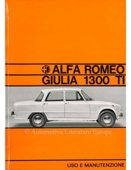 1967 ALFA ROMEO GIULIA 1300 TI OWNERS MANUAL ITALIAANS