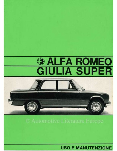 1967 ALFA ROMEO GIULIA 1600 SUPER INSTRUCTIEBOEKJE ITALIAANS