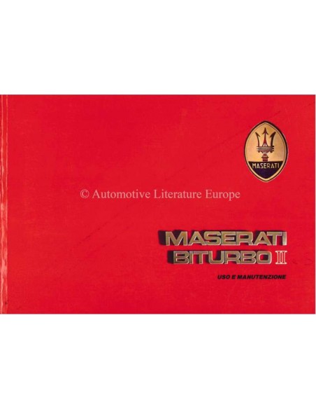 1986 MASERATI BITURBO II OWNERS MANUAL ITALIAN