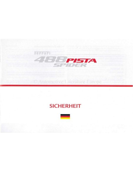 2018 FERRARI 488 PISTA SPIDER SICHERHEIT PROSPEKT DEUTSCH 6182/18