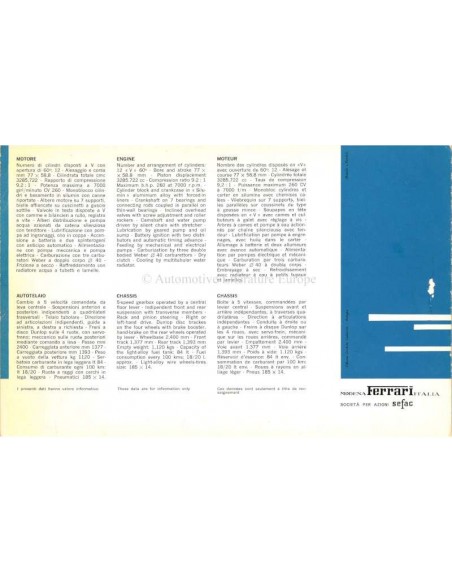 1964 FERRARI 275 GTS SPYDER PROSPEKT