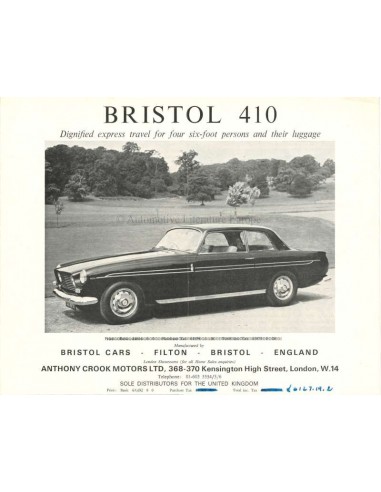 1967 BRISTOL 410 BROCHURE ENGELS