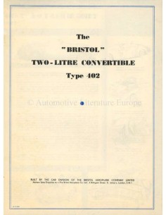 1949 BRISTOL 402 CONVERTIBLE BROCHURE ENGLISH