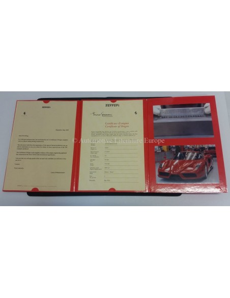 2005 FERRARI ENZO ZERTIFIKAT DES URSPRUNGSFOLIOS