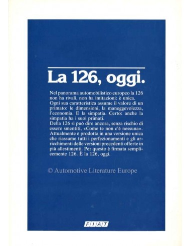 1985 FIAT 126 BROCHURE ITALIAANS