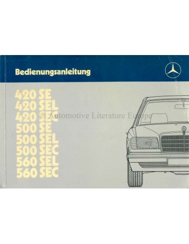 1985 MERCEDES BENZ S CLASS OWNERS MANUAL GERMAN
