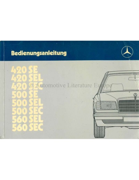 1985 MERCEDES BENZ S KLASSE BETRIEBSANLEITUNG DEUTSCH