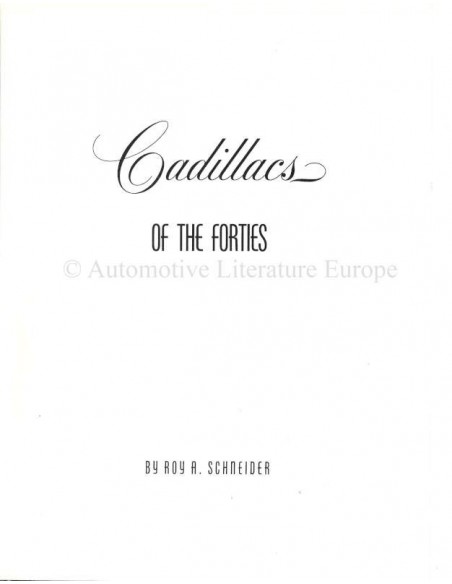 CADILLACS OF THE FORTIES - ROY A. SCHNEIDER - BOEK