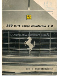 1961 FERRARI 250 GT/E COUPE PININFARINA INSTRUCTIEBOEKJE ITALIAANS