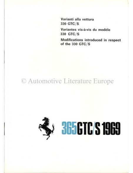 1969 FERRARI 330 / 365 GTC INSTRUCTIEBOEKJE