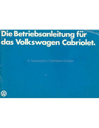 1979 VOLKSWAGEN KÄFER CABRIOLET HANDBUCH DEUTSCH