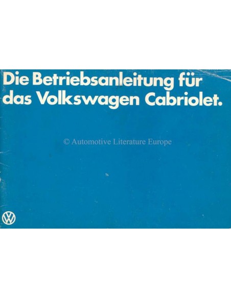 1979 VOLKSWAGEN KEVER CABRIOLET INSTRUCTIEBOEK DUITS