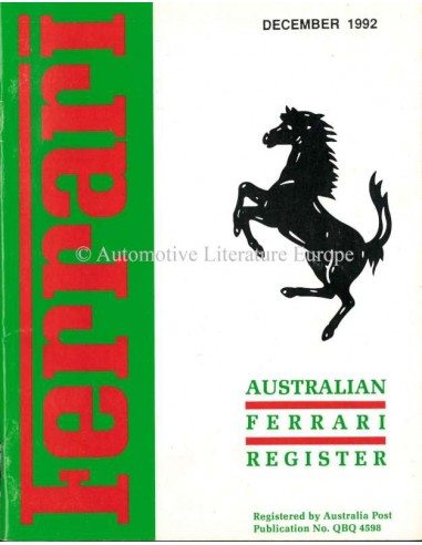 1992 FERRARI AUSTRALIAN REGISTER MAGAZINE ENGLISH