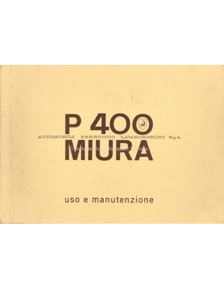1966 LAMBORGHINI MIURA P 400 BETRIEBSANLEITUNG ITALIENISCH