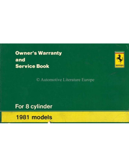1981 FERRARI 308 GTS WARRANTY CARD & OWNERS SERVICE BOOK 187/80
