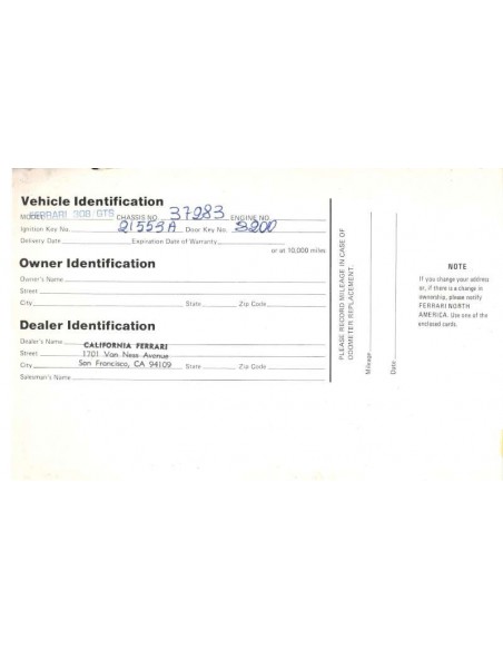 1981 FERRARI 308 GTS GARANTIEBOEK 187/80