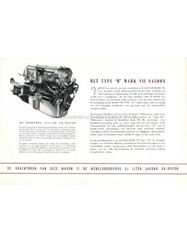 1952 JAGUAR MARK VII SALOON PROSPEKT NIEDERLÄNDISCH