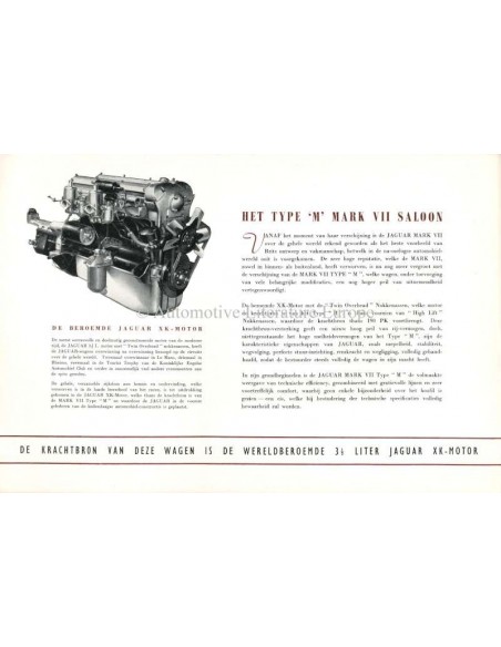 1952 JAGUAR MARK VII SALOON PROSPEKT NIEDERLÄNDISCH