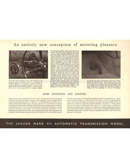 1955 JAGUAR MK VII SALOON BROCHURE ENGELS