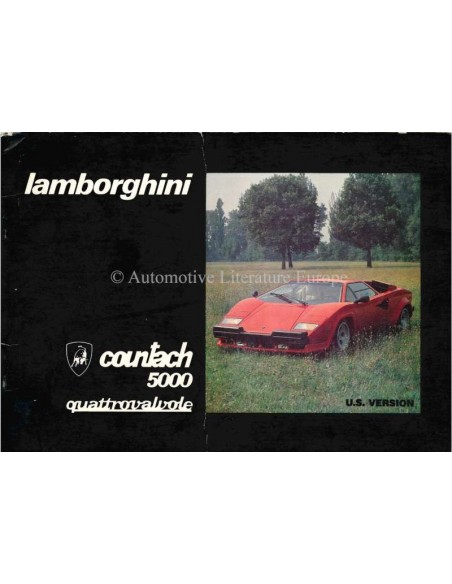 1986 LAMBORGHINI COUNTACH 5000 QV INSTRUCTIEBOEKJE SUPPLEMENT USA EDITIE